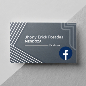 Business card of Jhony Erick Posadas Mendoza. Modern design with gray and Facebook logo accents.