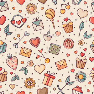 valentine day minimalist doodles for seamless pattern tile, light background