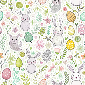 easter minimalist doodles seamless pattern tile, white ground