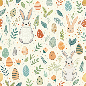 easter minimalist doodles seamless pattern tile, white ground