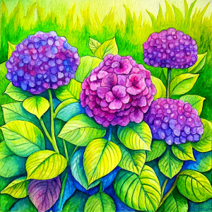 Purple hydrangea garden