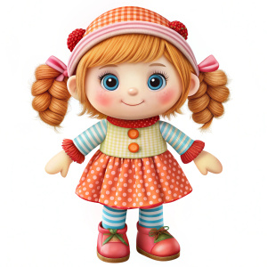 мультяшная кукла на белом фоне