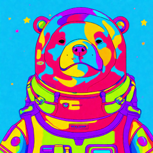 cool koala is depicted in full height, look like as astronaut in the space, retrofuturism

