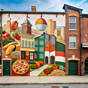 

 exterior wall mural in the Little Italy neighborhood of Baltimore, MD. ONLY DESIGN TEMPLATE

The ideal design would evoke strong emotion and be an artistic display that would encourage people to photograph themselves for social media in front of the mural.

The mural should have the look and feel of Italy, something Italian or Italian food.

