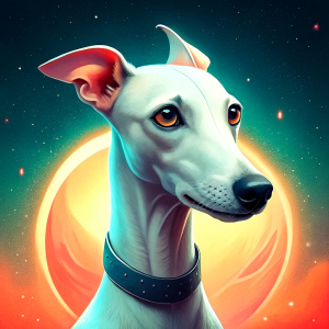 cute white whippet with black dots