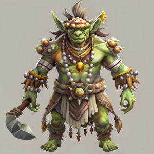 oil painting full body concept art character design of orc shaman by greg rutkovsky,detailed,intricate