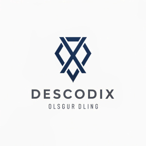 hazme un logo minimalista, vanguardista de una linea de ropa masculina, el nombre de mi marca se llama: descodix. sin textura, plano y con fondo blanco