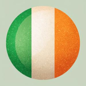 The tricolor flag of Ireland, consisting of green, white, and orange stripes.