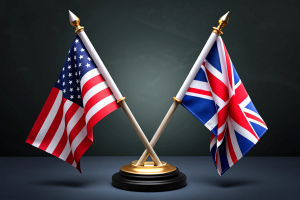 Two Flags cross stick, usa uk