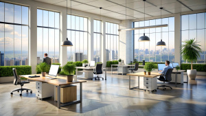 office open space with few people working