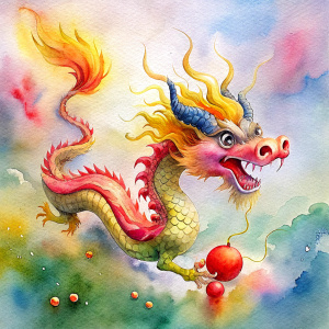 Happy Chinese dragon year with Firecrackers