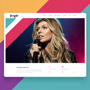 Official website for singer Fergie. Bold, vibrant colors. Large central image. Minimalistic design. Fergie in the spotlight.