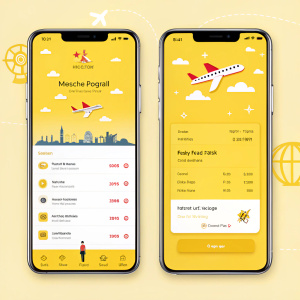 User interface for Viva Air's mobile app, featuring a bright and cheerful design with yellow as the dominant color.
