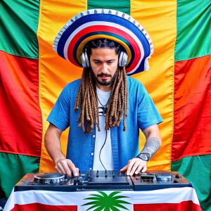 dj logo shaved mexican dreadlocks guy without background