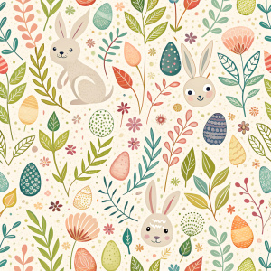 easter minimalist doodles seamless pattern tile, white ground