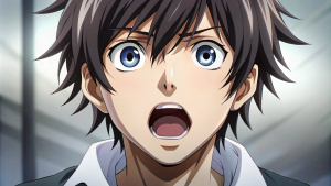 Shocked anime guy face