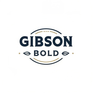 Modern logo design for Gibson Bold. The brand name is in bold sans-serif font. Dark text on white background. Clean and simple.