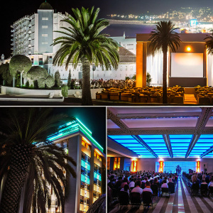 Photographs showcasing the Marbella Corfu Greece resort. Views of the luxurious resort include the majestic exterior, lavish lounge interiors, and lively outdoor scenes.