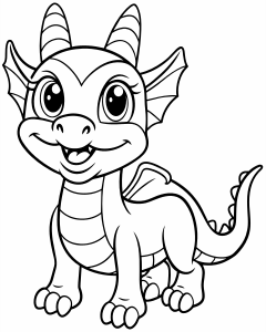 funny cute little dragon smiling