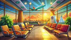 Airport inside the waiting area cartoon