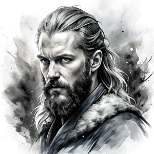 viking ragnar perfect realistic art, high-definition, high-definition grey and black, white background 