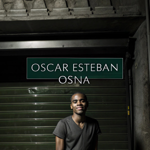 Oscar Esteban Osina's brand identity revealed. Vibrant teal backdrop. Logo and text in native tongue