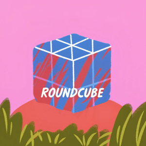 A sleek logo for Roundcube. Modern design with a cube shape in a deep purple hue. Company name in bold, minimalist font.