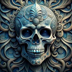 skull tattoo design - perfect realistic art - high-definition - grey and black - white background 