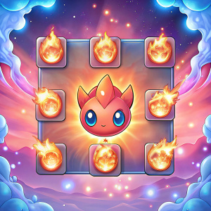 Fire Pokemon battle card, 90 empty cells in the middle of the point collection card, cartoon patterns on the surrounding borders,