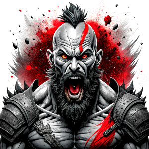 berserker tattoo design - perfect realistic art - high-definition - grey and black - white background 