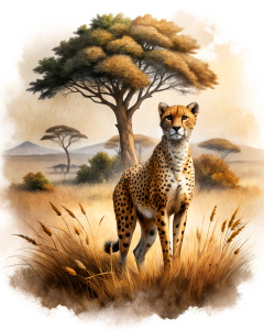 africa savana wild themed, realistic, brush lines draw