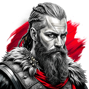 viking ragnar warrior perfect realistic art, high-definition, high-definition grey and black, white background 