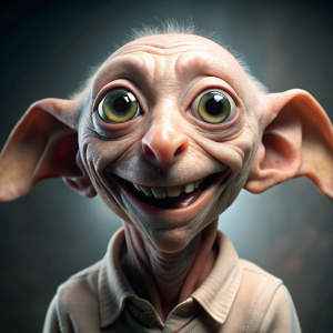 Cute Dobby with white teeth is smiling