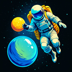 astronaut epic space galaxy yellow blue moon gummy