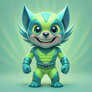 happy smiling Wolverine  cartoon character a full-length with big eyes
