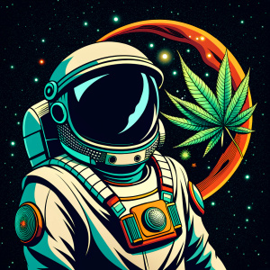 aesthetic astronaut space with stars honey moon smoking cannabis