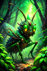 green evil insect in aa forest