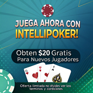 ¡Juega ahora con Intellipoker! ¡Obtén $20 gratis para nuevos jugadores. Oferta limitada. No olvides ver los términos y condiciones.
