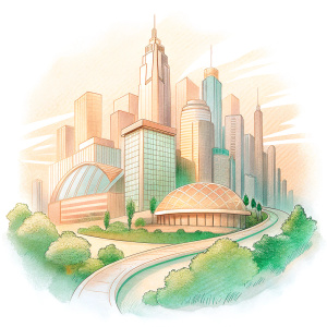 
the modern city,
soft, light paint colors