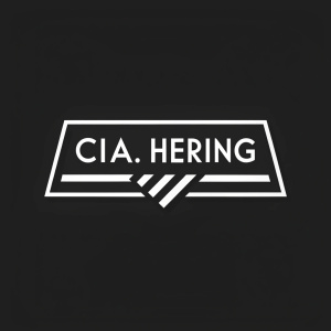 Cia.Hering logo, clean and modern design. White text on a solid black background. Simple, professional style.