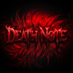 Logotipo que diga "Death Note" dark, rojo y negro