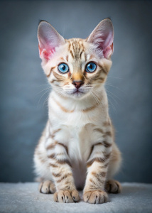foto snow Bengal mit blauen augen kätzchen  studio style