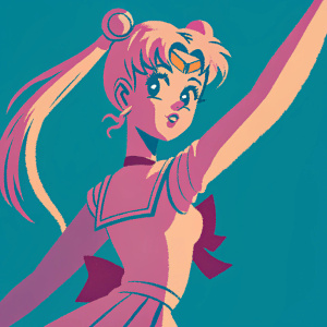Black and white fan art sketch of Usagi Tsukino, aka Sailor Moon. Detailed face, flowing hair, determined expression, line-art style. Plain background.