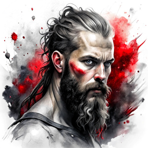 Nordic ragnar - perfect realistic art, high-definition grey and black, white background tattoo design