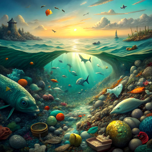 sea with a lot of trash