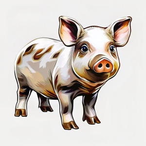 pig on a transparent background, standing, cartoon