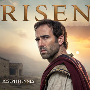 DVD cover for 'Risen'. Front: Joseph Fiennes, serious expression, historical attire. Back: Cast and crew list, behind-the-scenes photos.