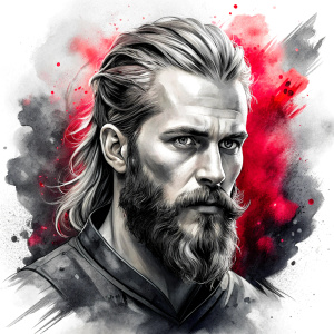 viking ragnar perfect realistic art, high-definition, high-definition grey and black, white background 