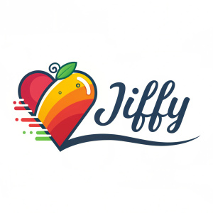 Creative logo design for Jiffy, featuring a heart symbol in vibrant colors.
