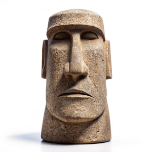 Easter Island Moai Statue Head Replica on white background 











